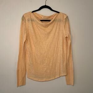 We The Free Orange Long Sleeve Shirt Cowlneck Boho Lightweight Women's size XS